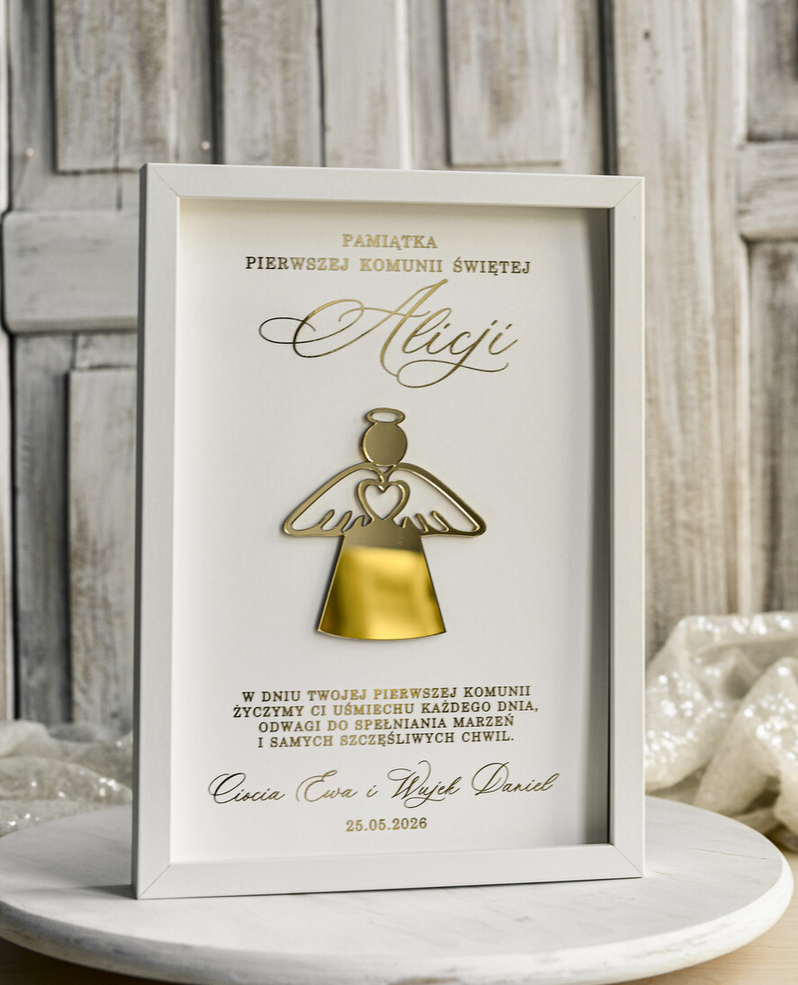 Pamiątki Prezenty na komunię  pamiątki na komunie  Pamiątka Pierwszej Komunii orbrazek z życzeniami Personalizowane pudełko na Prezent4