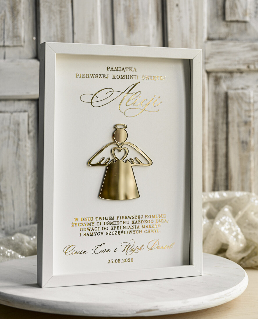 Pamiątki Prezenty na komunię  pamiątki na komunie  Pamiątka Pierwszej Komunii orbrazek z życzeniami Personalizowane pudełko na Prezent6