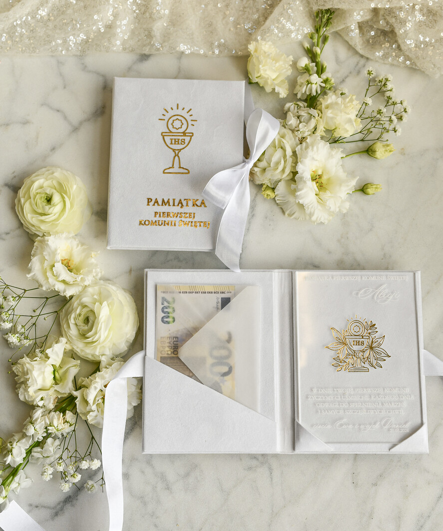 Pamiątki Prezenty na komunię  pamiątki na komunie  Statuetka pamiątka Pierwszej Komunii w pudełku, personalizowana Pamiątka Komunijna opakowanie na pieniądze1