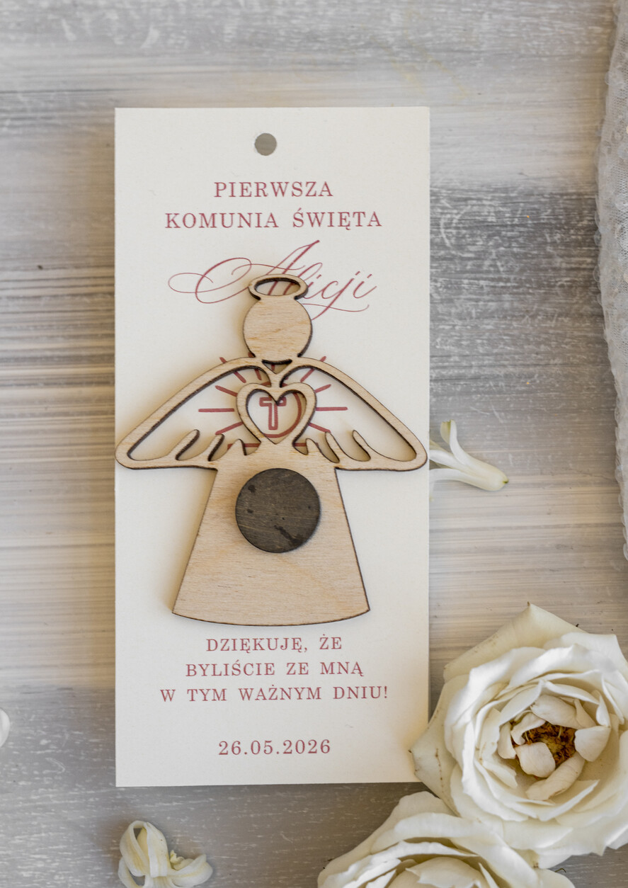 Podziękowania dla gości na komunii podziękowania dla gości Aniołki podziękowania dla gości na komunii, Upominki dla gości komunijnych, Anioły na Komunię jako podziękowania dla gości1