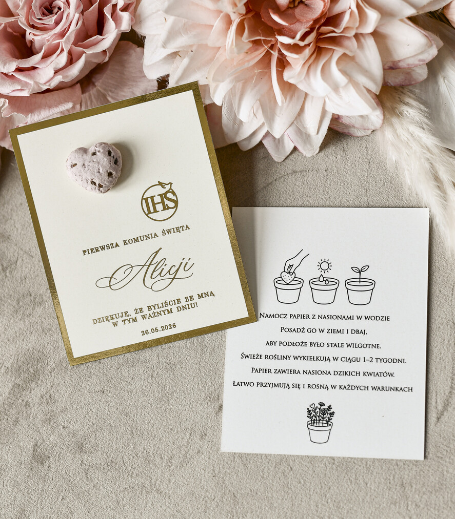 Podziękowania dla gości na komunii podziękowania dla gości podziękowania dla gości na komunii, prezenciki dla gości, podziękowanie upominek nasionka kwiatów0