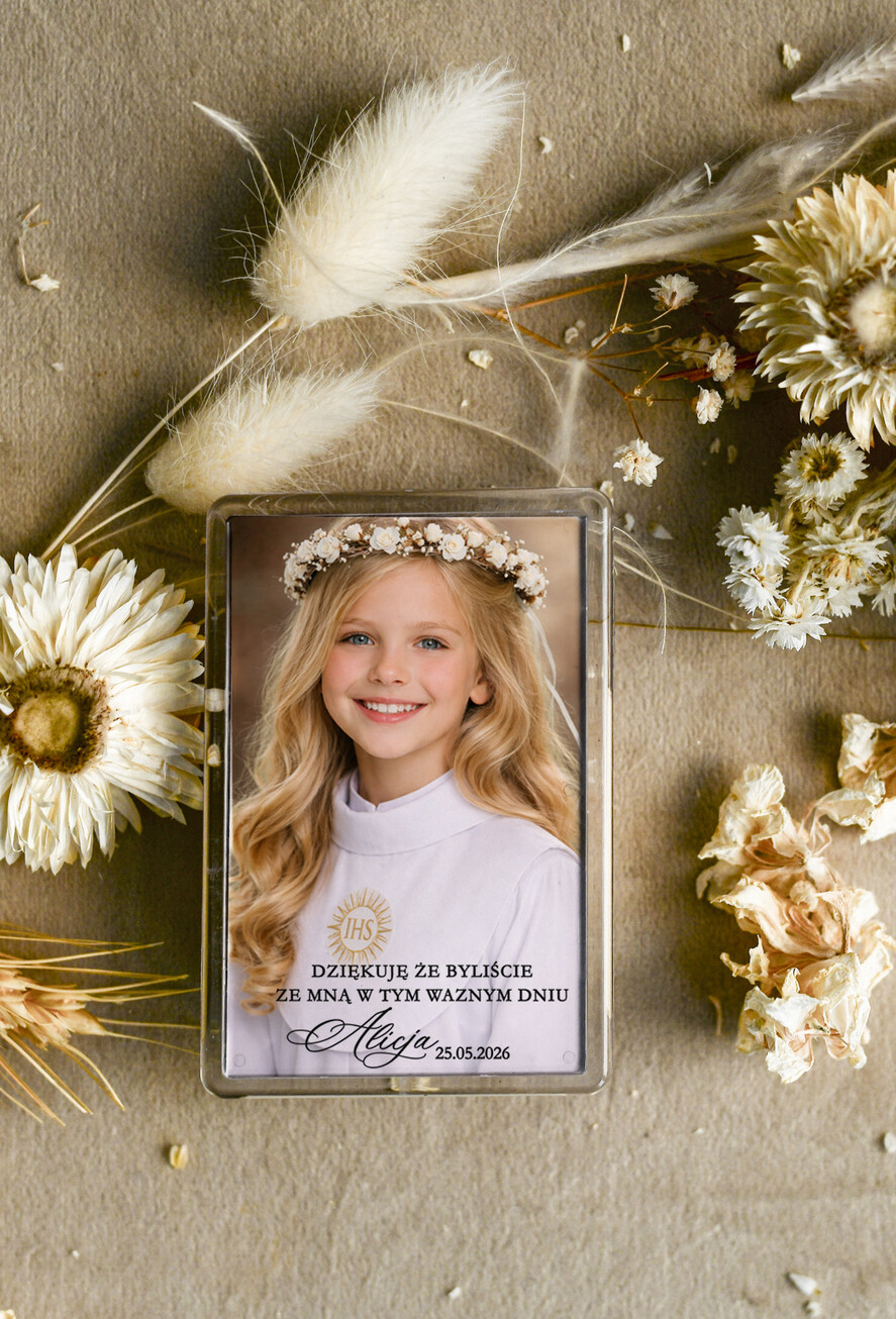 Podziękowania dla gości na komunii podziękowania dla gości magnez ze zdjęciem podziękowania dla gości na komunii, Upominki dla gości komunijnych magnesy na lodówkę 0