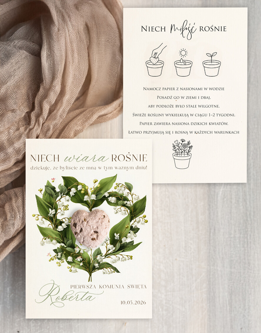 Podziękowania dla gości na komunii podziękowania dla gości podziękowania dla gości na komunii, prezenciki dla gości, podziękowanie upominek nasionka kwiatów1