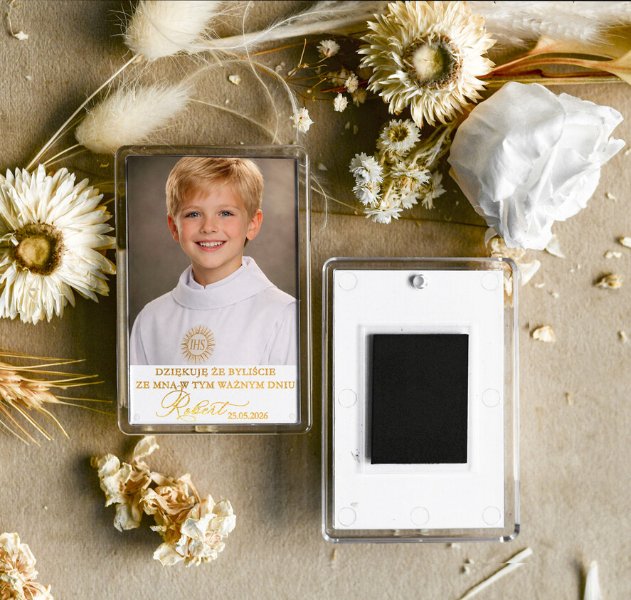 Podziękowania dla gości na komunii podziękowania dla gości magnez ze zdjęciem podziękowania dla gości na komunii, Upominki dla gości komunijnych magnesy na lodówkę 1
