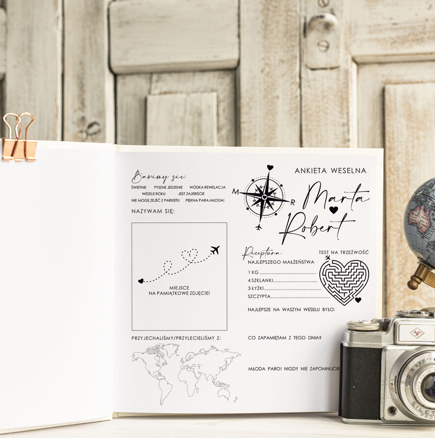 Księgi wpisów gości podróżnicze księga wpisów gości na wesele z motywem podróży - księga pamiątkowa na ślub dla podróżników5