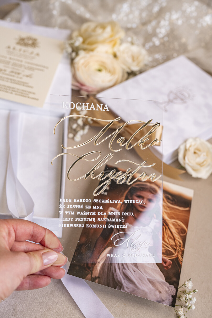 Zaproszenia na Komunię  Dla Chrzestnych i Dziadków Eleganckie zaproszenia na Pierwszą komunię dla Matki Chrzestnej, wyjątkowe zaproszenia na komunię dla Rodziców  chrzestnych, Zaproszenie Vip dla Baci i Dziadka11