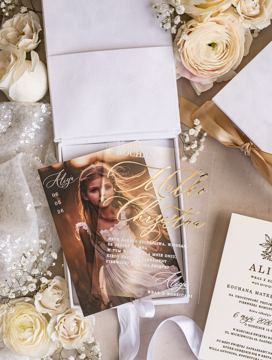 Zaproszenia na Komunię  Dla Chrzestnych i Dziadków Eleganckie zaproszenia na Pierwszą komunię dla Matki Chrzestnej, wyjątkowe zaproszenia na komunię dla Rodziców  chrzestnych, Zaproszenie Vip dla Baci i Dziadka16