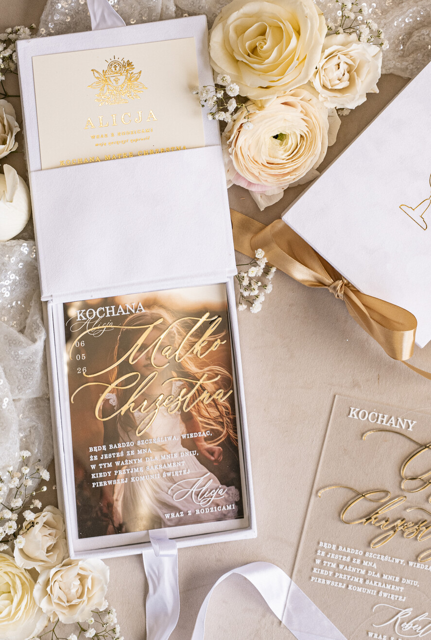 Zaproszenia na Komunię  Dla Chrzestnych i Dziadków Eleganckie zaproszenia na Pierwszą komunię dla Matki Chrzestnej, wyjątkowe zaproszenia na komunię dla Rodziców  chrzestnych, Zaproszenie Vip dla Baci i Dziadka19