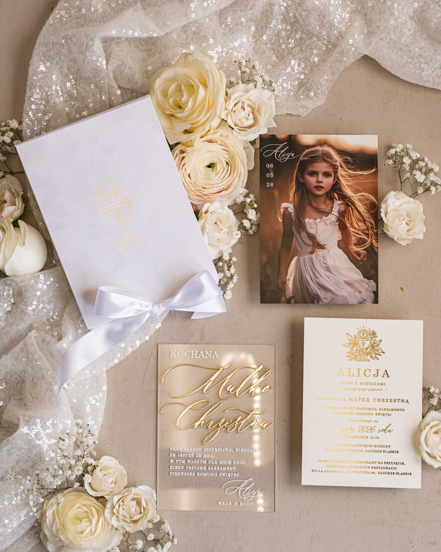Zaproszenia na Komunię  Dla Chrzestnych i Dziadków Eleganckie zaproszenia na Pierwszą komunię dla Matki Chrzestnej, wyjątkowe zaproszenia na komunię dla Rodziców  chrzestnych, Zaproszenie Vip dla Baci i Dziadka5