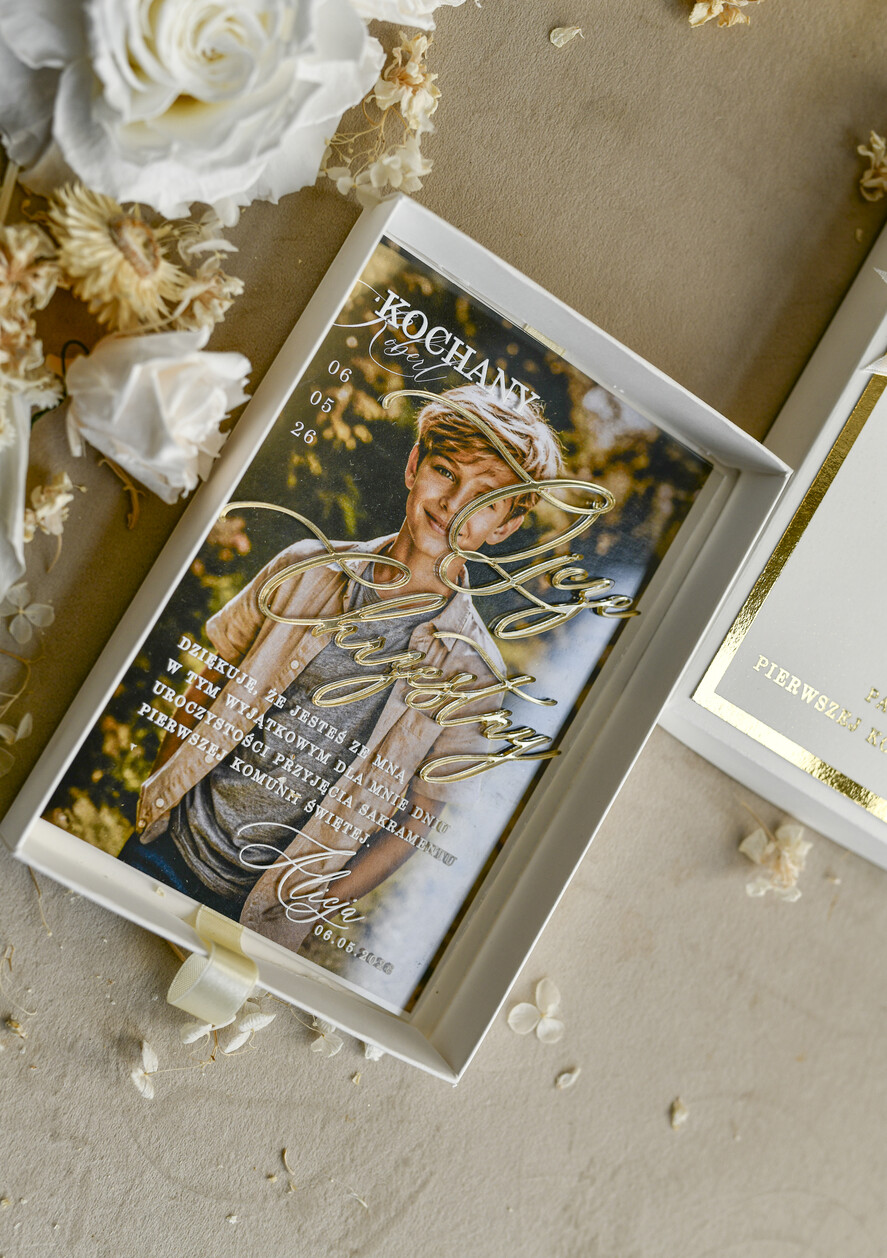 podziękowania dla najbliższych  podziękowania w pudełku  personalizowane podziękowanie dla rodziców chrzestnych, podziękowanie dla Ojca Chrzestnego ze zdjęciem 2