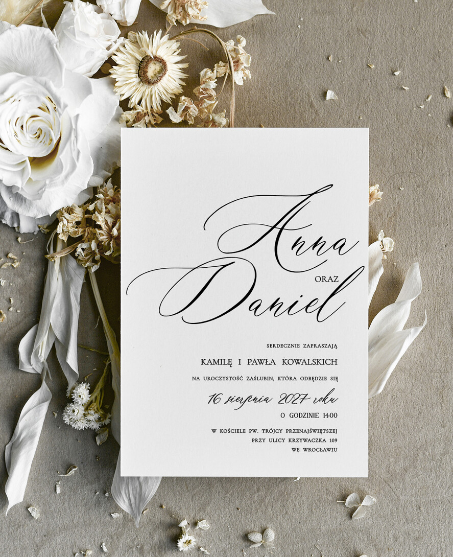 Zaproszenia ślubne tanie Tanie  Zaproszenie Ślubne jednokartkowe , Monochromatyczne Zaproszenia na Ślub, Eleganckie 0