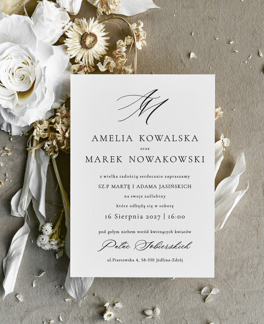 Zaproszenia ślubne tanie Tanie  Zaproszenie Ślubne jednokartkowe , Monochromatyczne Zaproszenia na Ślub, Eleganckie 0