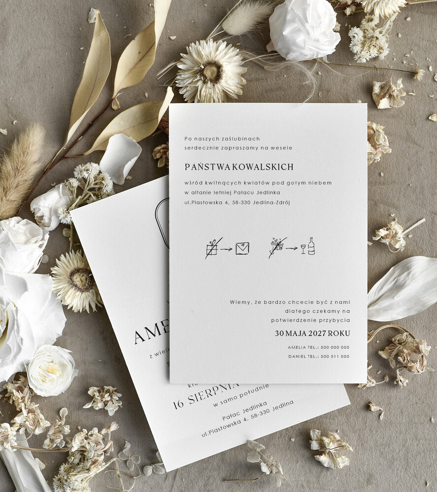 Zaproszenia ślubne tanie Tanie Zaproszenie Ślubne Czarno Białe z monogramem , Monochromatyczne Zaproszenia na Ślub 1