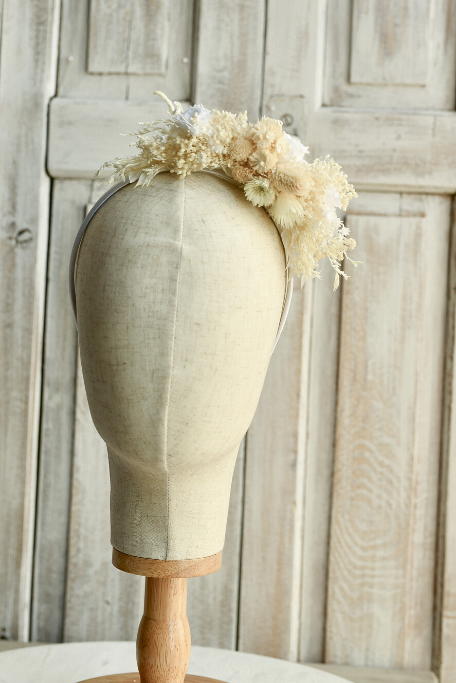 Dodatki dekoracje na komunię  wianki Wianki komunijne na opasce – lekkie, wygodne i ręcznie wykonane. Delikatne kwiaty idealnie dopełnią stylizację na Pierwszą Komunię Świętą Opaska na komunię 1