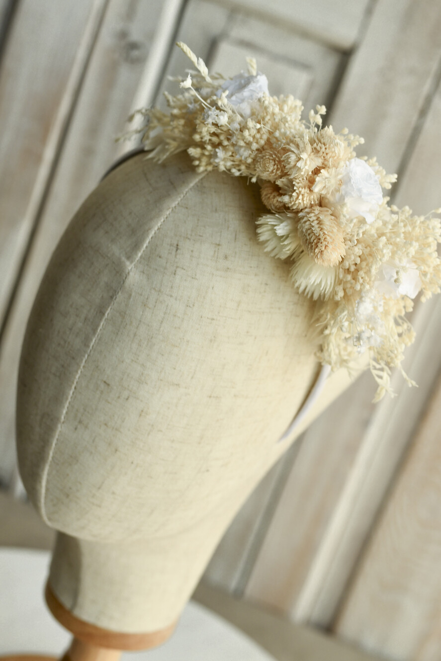 Dodatki dekoracje na komunię  wianki Wianki komunijne na opasce – lekkie, wygodne i ręcznie wykonane. Delikatne kwiaty idealnie dopełnią stylizację na Pierwszą Komunię Świętą Opaska na komunię 4