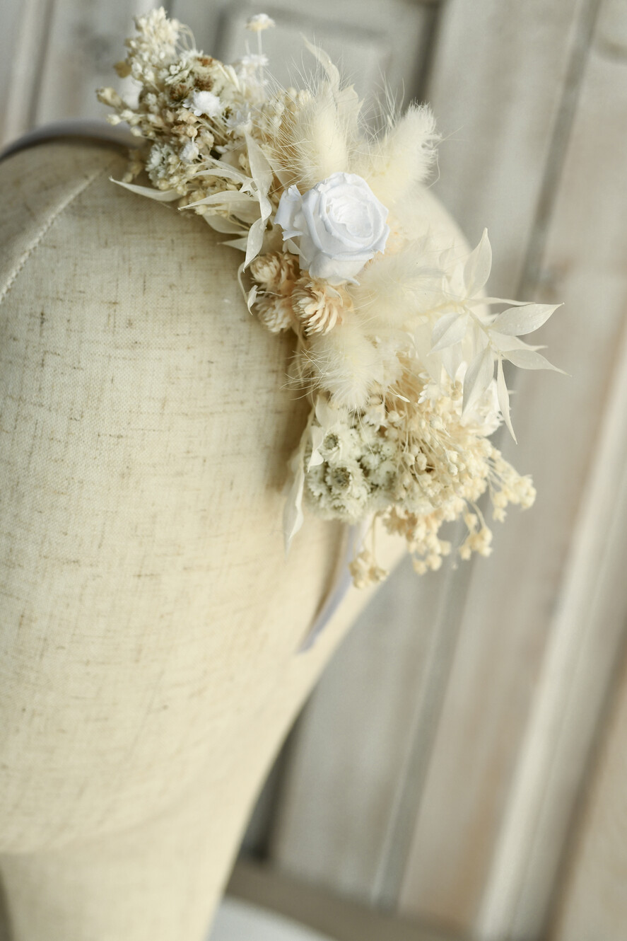 Dodatki dekoracje na komunię  wianki Wianki komunijne na opasce – lekkie, wygodne i ręcznie wykonane. Delikatne kwiaty idealnie dopełnią stylizację na Pierwszą Komunię Świętą Opaska na komunię 0