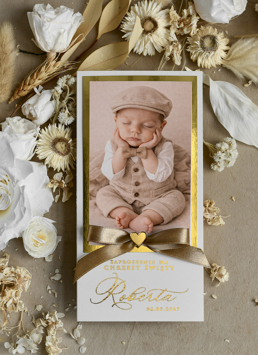 ZAPROSZENIA NA CHRZCINY dla chłopca Złocone zaproszenie na Chrzest, Złote Eleganckie zaproszenie na chrzciny  presonalizowane2