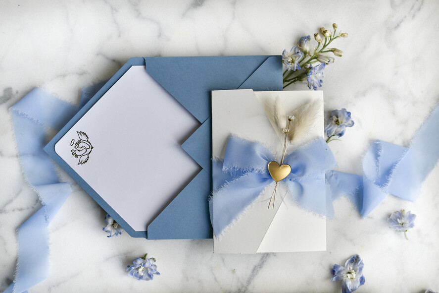 ZAPROSZENIA NA CHRZCINY dla chłopca zaproszenie na Chrzest Niebieskie Klasyczne zaproszenie na chrzciny ze zdjęciem presonalizowane1