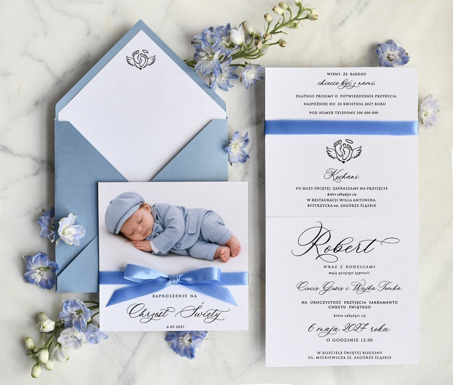 ZAPROSZENIA NA CHRZCINY dla chłopca zaproszenie na Chrzest Złote zaproszenie na chrzciny ze zdjęciem  presonalizowane0