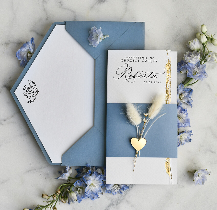 ZAPROSZENIA NA CHRZCINY dla chłopca zaproszenie na Chrzest Niebieskie Klasyczne zaproszenie na chrzciny rwane zaproszenia na chrest złocone0