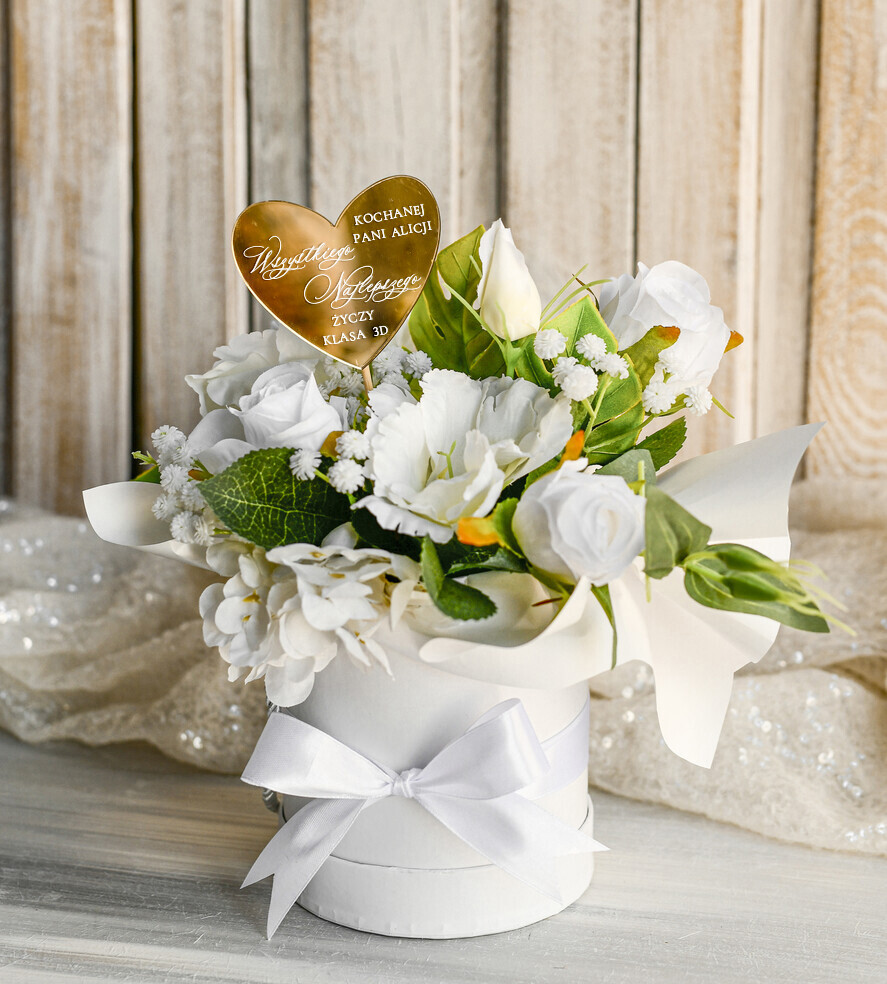 prezent dla nauczuciela/ dzień nauczyciela flower box kwiaty i słodycze Personalizowany flower box dla nauczycielki prezent na zakończenie roku Dzień Nauczyciela0