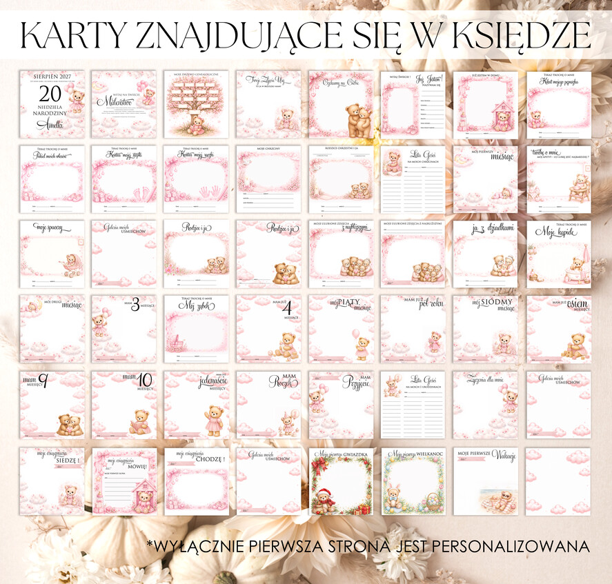 albumy dla Dzieci albumy welurowe Ręcznie szyty album dla dziecka z personalizowaną welurową okładką. Idealny na zdjęcia z narodzin, chrztu i pierwszych lat życia. 12