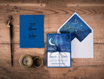 Zaproszenia ślubne morskie / marine nowoczesne niebieskie zaproszenia ślubne z motywem nocnego nieba5