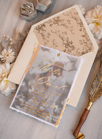 Zaproszenia ślubne Ze zdjęciem  niepowtarzalne zaproszenia ślubne ze zdjęciem, zaproszenia na ślub z płatkami złota, złote zaproszenia na ślub, tłoczona koperta do zaproszeń ślubnych7