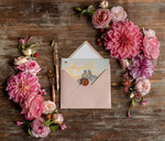 Zaproszenia ślubne Ze zdjęciem  rustykalne zaproszenia ślubne ze zdjęciem złocone zaproszenie na ślub cywilny i nie tylko  złote kwiaty boho2