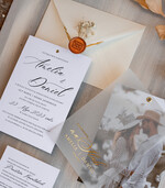 Zaproszenia ślubne Ze zdjęciem  Eleganckie Złocone zaproszenia ślubne ze zdjęciem foto zaproszenie na ślub Złote Litery Proste Zaprosznie na ślub z Waszym Zdjęciem Zaproszenia na ślub z fotografią idealne na Pamiątkę dla gości4