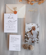 Zaproszenia ślubne Ze zdjęciem  Eleganckie Złocone zaproszenia ślubne ze zdjęciem foto zaproszenie na ślub Złote Litery Proste Zaprosznie na ślub z Waszym Zdjęciem Zaproszenia na ślub z fotografią idealne na Pamiątkę dla gości6