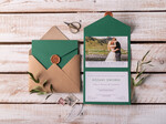 Zaproszenia ślubne Ze zdjęciem  minimalistyczne zaproszenia ślubne ze zdjęciem Zielone  rustykalne foto zaproszenie na ślub cywilny butelkowa zieleń0