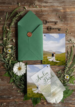 Zaproszenia ślubne Ze zdjęciem  zielone zaproszenia ślubne ze zdjęciem  zaproszenie na ślub cywilny i nie tylko koperta butelkowa zieleń 0