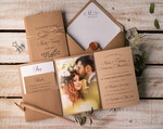 Zaproszenia ślubne Ze zdjęciem  rustykalne zaproszenia ślubne ze zdjęciem w folderze foto zaproszenie na ślub Składane Eko Zaproszenia na Ślub z Fotografią 3