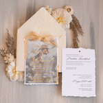 Zaproszenia ślubne Ze zdjęciem  niepowtarzalne zaproszenia ślubne ze zdjęciem, zaproszenia na ślub z płatkami złota, jedwabna wstążka na zaproszeniach ślubnych, tłoczona koperta 10