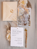 Zaproszenia ślubne Ze zdjęciem  niepowtarzalne zaproszenia ślubne ze zdjęciem, zaproszenia na ślub z płatkami złota, jedwabna wstążka na zaproszeniach ślubnych, tłoczona koperta 5