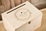 Pudełko na koperty  DREWNIANE drewniana skrzynka na koperty ślubne rustykalna z grawerem imiona i data  6