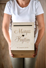 Pudełko na koperty  DREWNIANE pudełko na koperty ślubne, personalizowane drewno grawer wasze imiona i data1