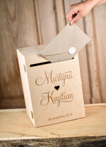 Pudełko na koperty  DREWNIANE pudełko na koperty ślubne, personalizowane drewno grawer wasze imiona i data4