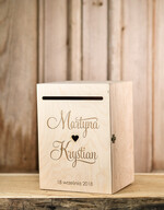 Pudełko na koperty  DREWNIANE pudełko na koperty ślubne, personalizowane drewno grawer wasze imiona i data0