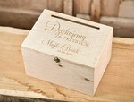 Pudełko na koperty  DREWNIANE rustykalne Pudelko skrzynka na koperty Ślub wesele drewniane grwawerowane wasze imiona i data  0