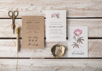 Zaproszenia ślubne Natura Rustykalne zaproszenia ślubne ręcznie robione peonie ekologiczna koperta oraz zloty sznureczek2