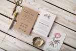 Zaproszenia ślubne Natura Rustykalne zaproszenia ślubne ręcznie robione peonie ekologiczna koperta oraz zloty sznureczek3