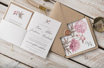 Zaproszenia ślubne Natura Rustykalne zaproszenia ślubne ręcznie robione peonie ekologiczna koperta oraz zloty sznureczek4
