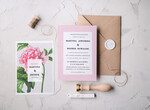 Zaproszenia ślubne Natura nietypowe, różowe zaproszenia ślubne z peonią4