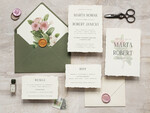 Zaproszenia ślubne Natura eleganckie zaproszenia ślubne, proste minimalistyczne zaproszenia na ślub, wydzierane krawędzie w zaproszeniach ślubnych, delikatne zaproszenia na ślub1