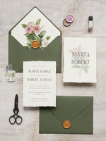 Zaproszenia ślubne Natura eleganckie zaproszenia ślubne, proste minimalistyczne zaproszenia na ślub, wydzierane krawędzie w zaproszeniach ślubnych, delikatne zaproszenia na ślub2