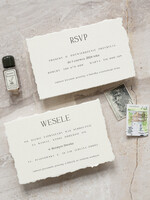 Zaproszenia ślubne Natura eleganckie zaproszenia ślubne, proste minimalistyczne zaproszenia na ślub, wydzierane krawędzie w zaproszeniach ślubnych, delikatne zaproszenia na ślub3