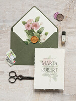 Zaproszenia ślubne Natura eleganckie zaproszenia ślubne, proste minimalistyczne zaproszenia na ślub, wydzierane krawędzie w zaproszeniach ślubnych, delikatne zaproszenia na ślub5