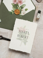 Zaproszenia ślubne Natura eleganckie zaproszenia ślubne, proste minimalistyczne zaproszenia na ślub, wydzierane krawędzie w zaproszeniach ślubnych, delikatne zaproszenia na ślub6